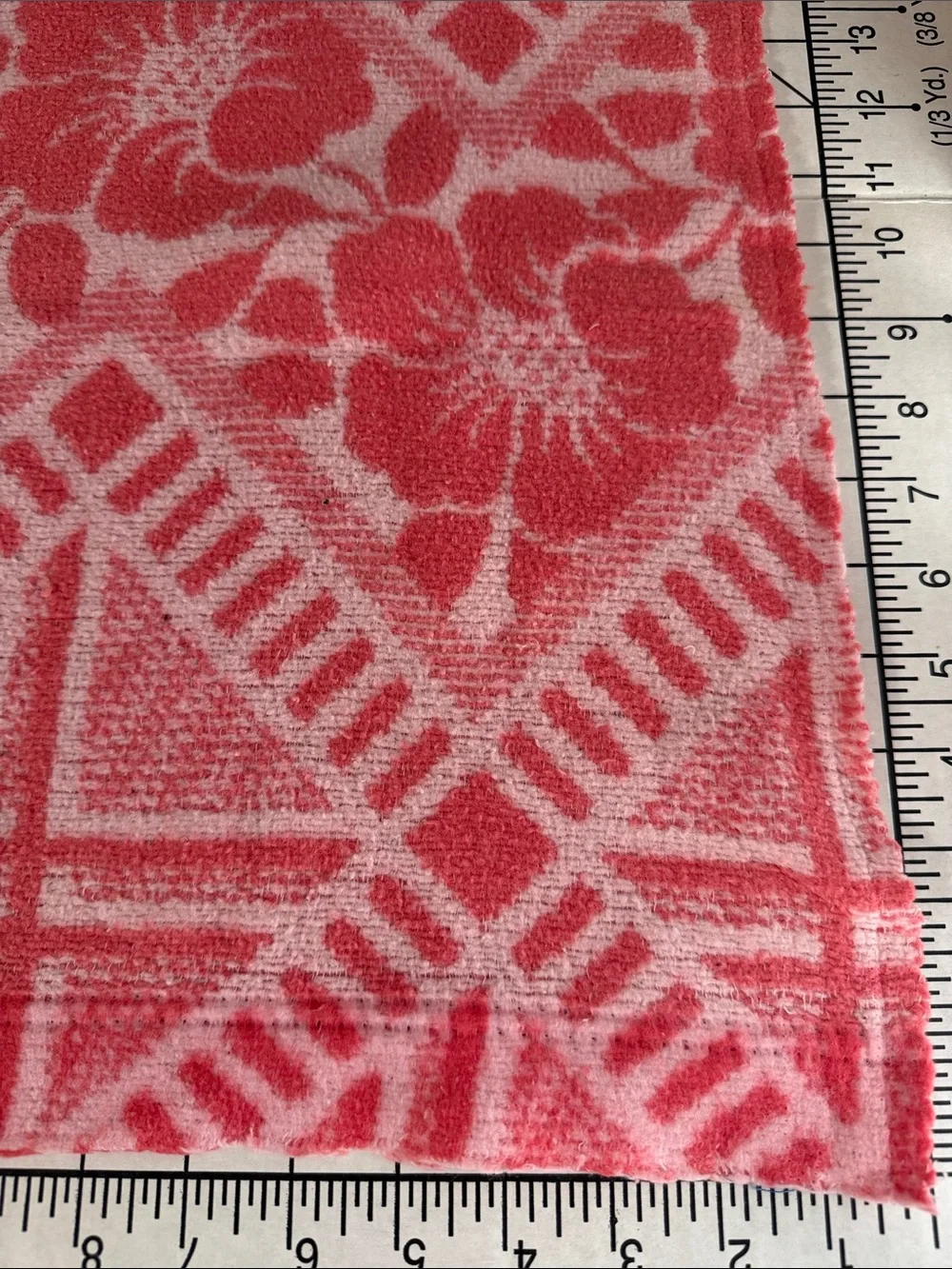 Vintage Wool Blend Blanket & Towel Cutter Quilt Textile Lot Rabbit Pink Floral